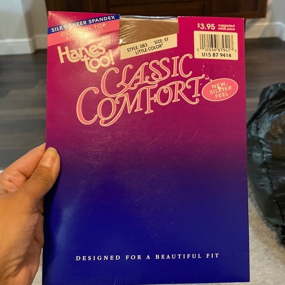 Hanes Vintage 90s style 083 sz EF little color silk sheer control top pantyhose - Picture 1 of 3